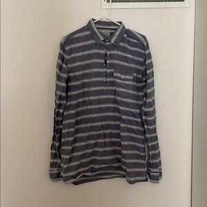 J. Crew Blue and White Striped Men's Shirt